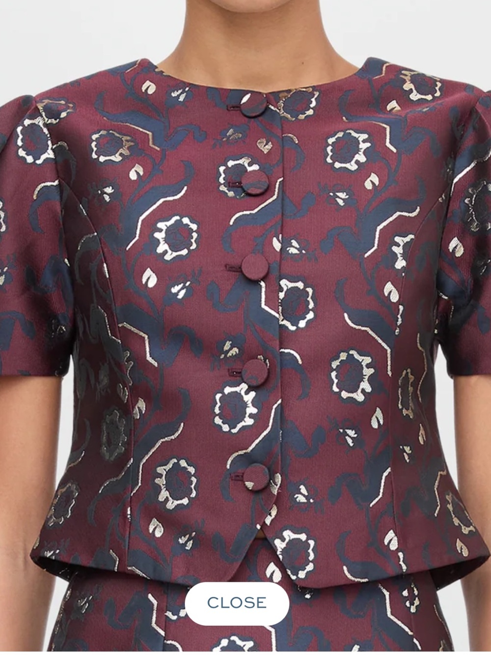Hill House Mallorie Top - Burgundy Brocade